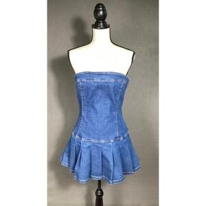 Made with Love by FCT Strapless Denim Mini Dress Coastal Cowgirl  Western L NWT